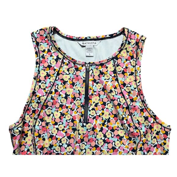 Athleta, Women's Mini Gold Dress, "Ace Tennis Dress," Multicolor Floral, Large - Picture 2 of 10